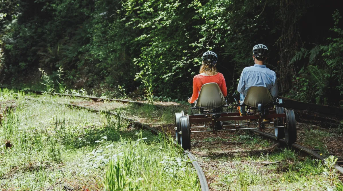 Railbikes along Pudding Creek, Skunk Train, Fort Bragg, CA